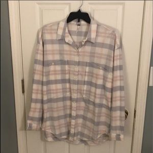 FREE PEOPLE Boyfriend Top, L, Button front Pockets